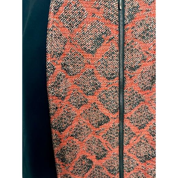 Pencil Skirt Woman Size 8 Orange PatternTextured Slimming Professional |Office - Picture 2 of 4